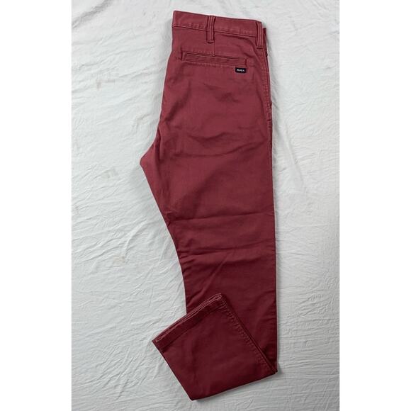 RVCA 'Week-End Fit' Flat Front Casual Chino Pants. Burgundy, Men's 32X31. GUC!! - Picture 1 of 9